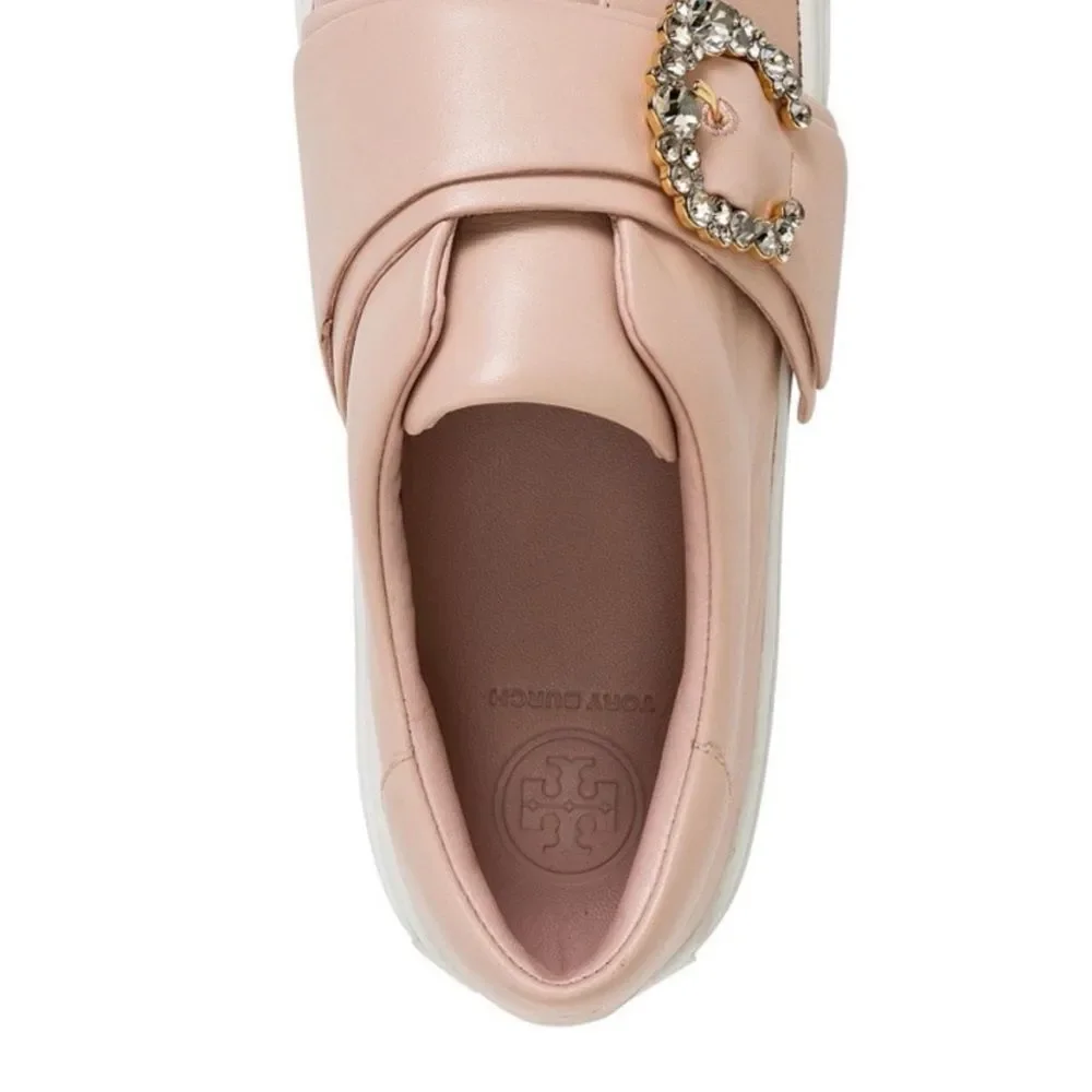 NEW Tory Burch Greer Leather Sneakers Pink Sz 7.5